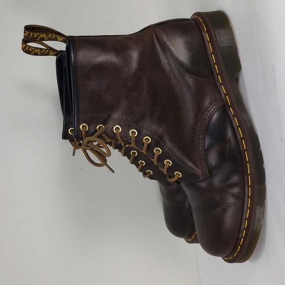 DR. MARTENS AIR WAIR 11822 BROWN OIL LEATHER 8 EYE LACE UP ANKLE BOOTS MEN'S 13 - Picture 3 of 16